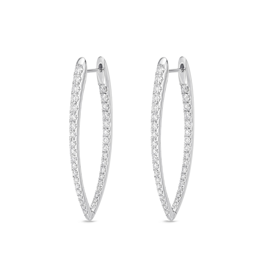 [CHHO25040138W72000] 18Kt White Gold Imperial Hoop Earrings With (74) Round Diamonds Weighing 1.60cttw