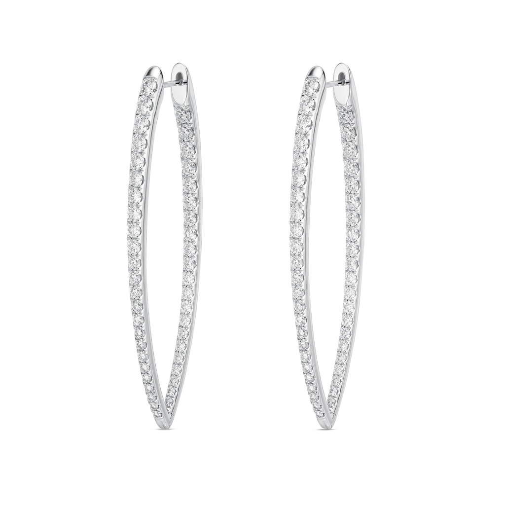 18Kt White Gold Imperial Hoops With (90) Round Diamonds Weighing 3.45cttw