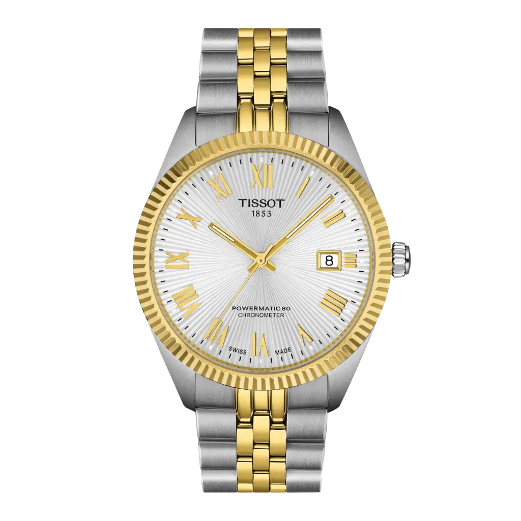 Tissot Ballade 39mm Automatic Silver Dial Watch With A Two Toned Stainless Steel Band