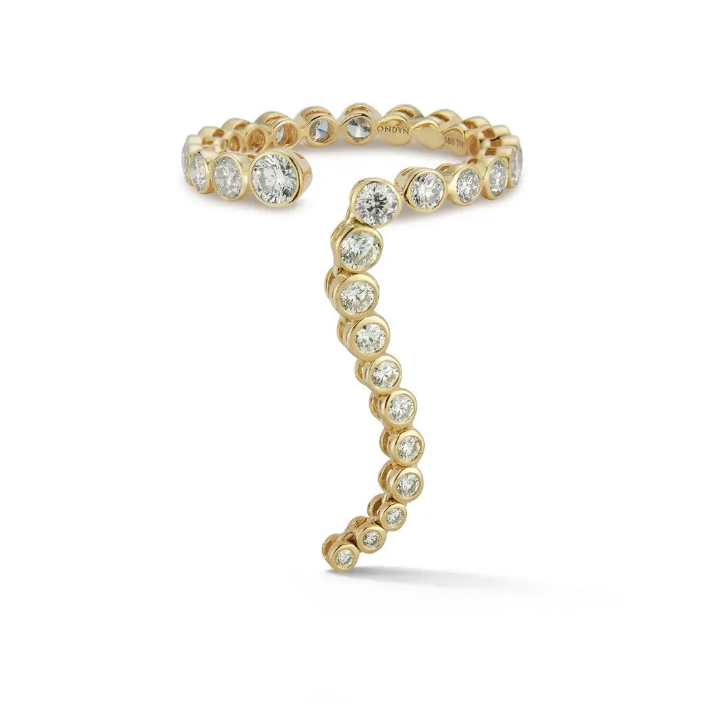 [RG8DI1026-6.0] 18Kt Yellow Gold Imperial Wavelength Ring With (29) Round Diamonds Weighing 1.48cttw