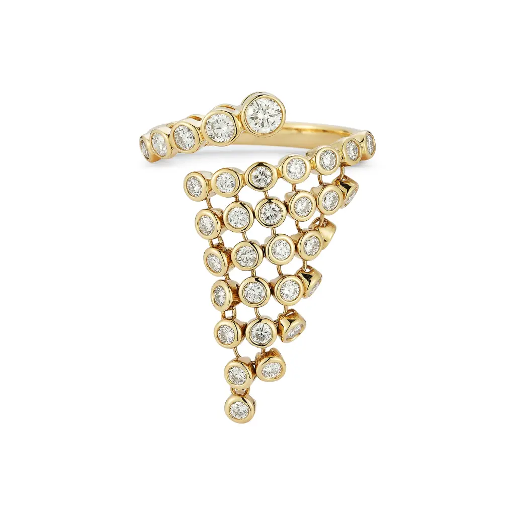 [RG8DI1030-7.0] 18Kt Yellow Gold Bias Ring With (33) Round Diamonds Weighing 1.26cttw