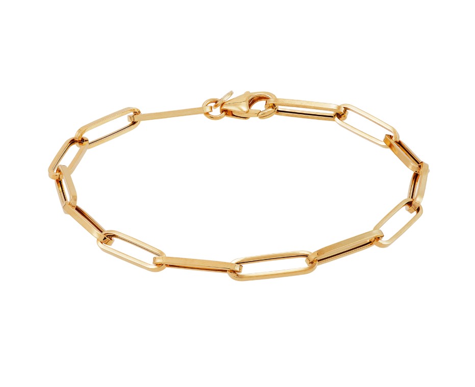 14Kt Yellow Gold 3.9mm Paperclip Chain 7.5"