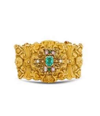 14Kt Yellow Gold Bracelet With An Emerald Cut Emerald Weighing 2.15ct 7.5"