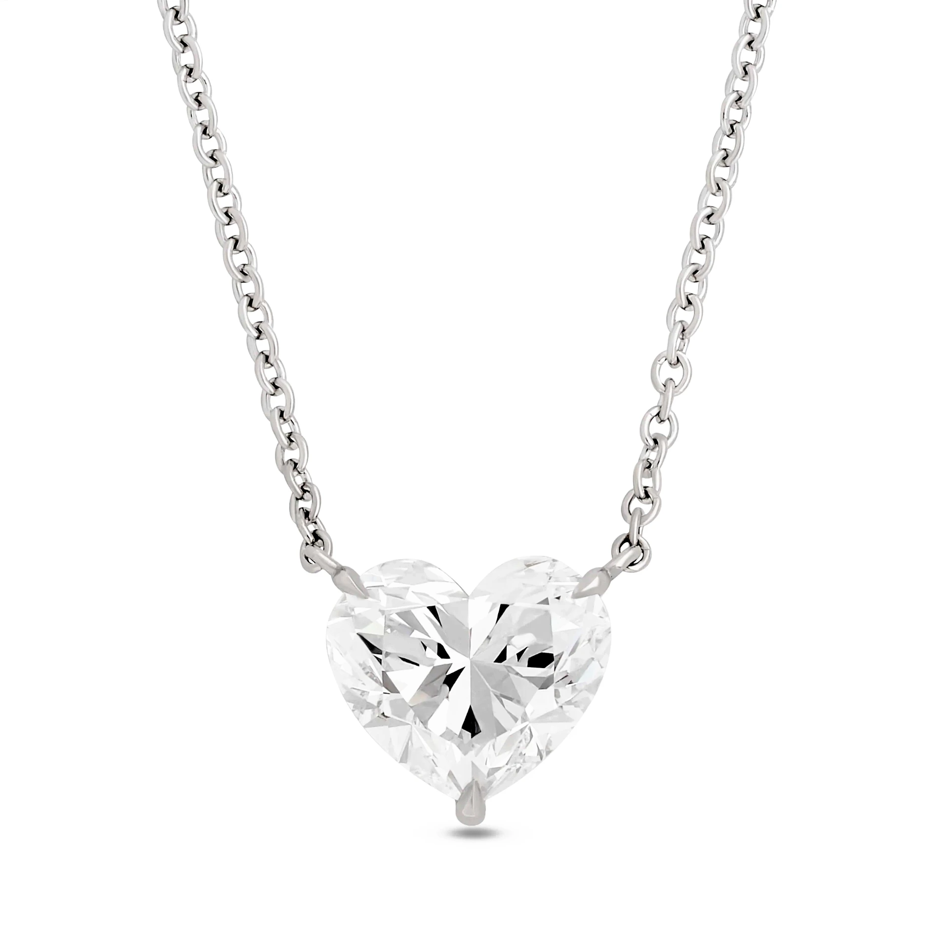 [PJDPDDHS403-P] Platinum Necklace With A Heart Shaped Diamond Weighing 4.03ct 