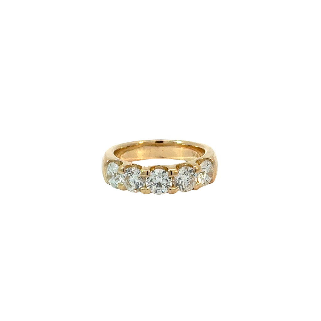 14Kt Yellow Gold Five Stone Band With Round Diamonds Weighing 2.27cttw
