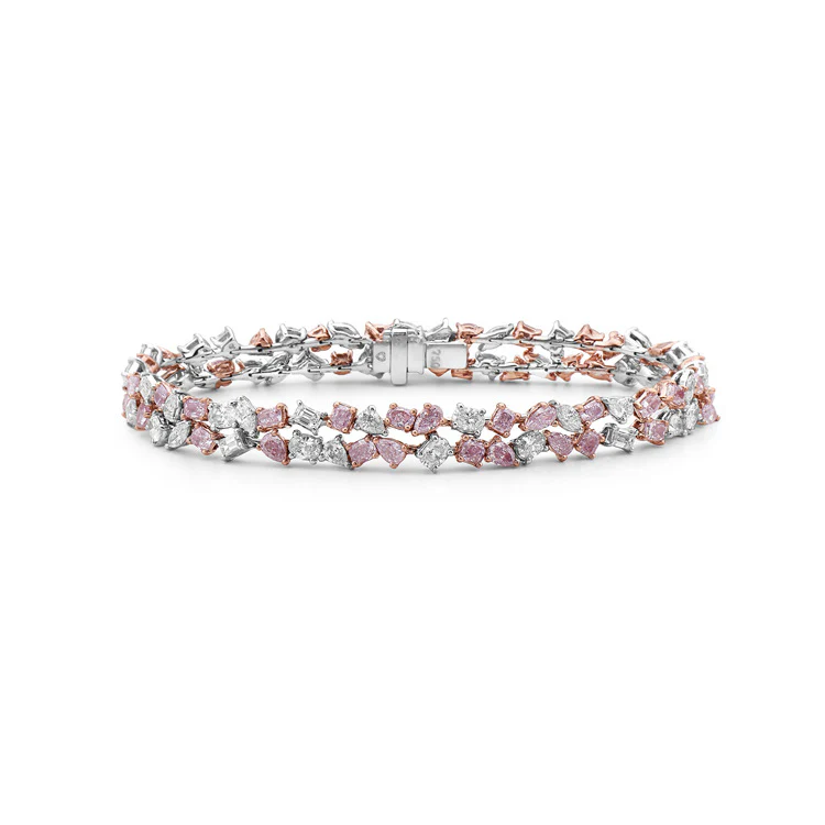 18Kt White Gold Mix Shape Bracelet With (47) Pink Diamonds Weighing 4.66ct And (49) White Diamonds Weighing 4.26ct