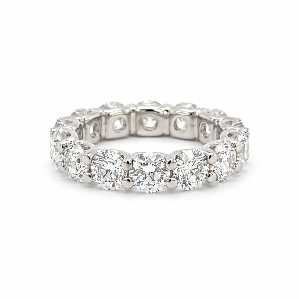 [S15634] Platinum Eternity Band With (14) Round Diamonds Weighing 5.71cttw