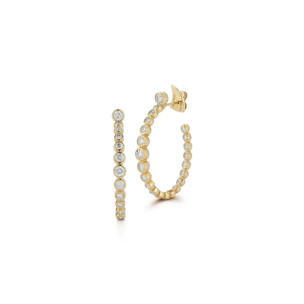 [EG8DI1057] 18Kt Yellow Gold Orta Hoops With (44) Round Diamonds Weighing 1.81cttw