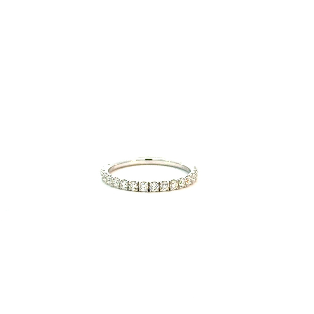14Kt White Gold Half Eternity Band With Round Diamonds Weighing 0.39cttw