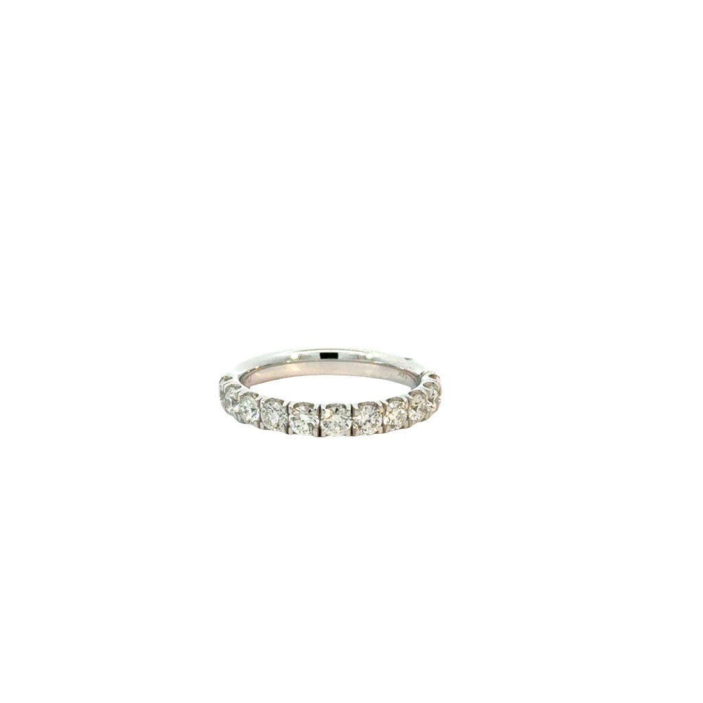14Kt White Gold 1/2 Eternity Band With Round Diamonds Weighing 0.99cttw