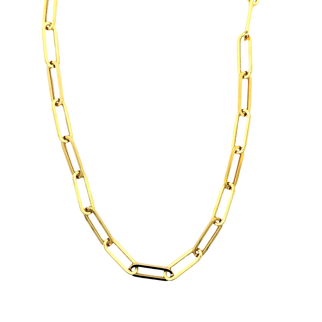 14Kt Yellow Gold Paperclip Link Necklace 18"