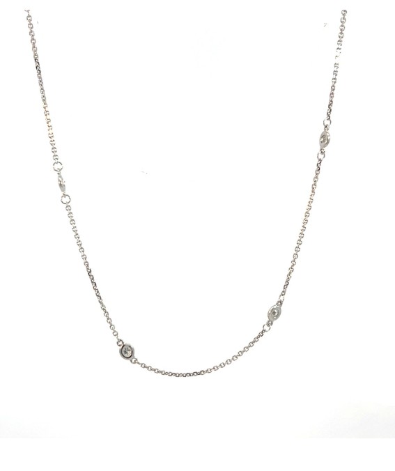 [179369] 14Kt White Gold Diamond By The Inch Necklace With (12) Round Diamonds Weighing 0.43cttw