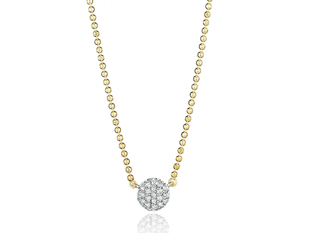 Micro Infinity Necklace With (29) Round Diamonds Weighing 0.10cttw In 14Kt Yellow Gold 