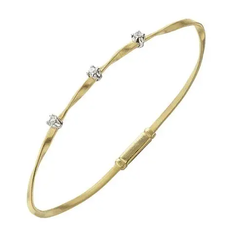 18Kt Two Toned Gold Marrakech Twisted Bracelet With (3) Round Diamonds Weighing 0.15cttw 