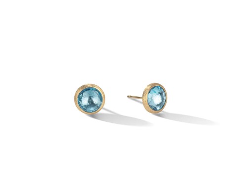 18Kt Yellow Gold Blue Topaz Jaipur Stud Earrings