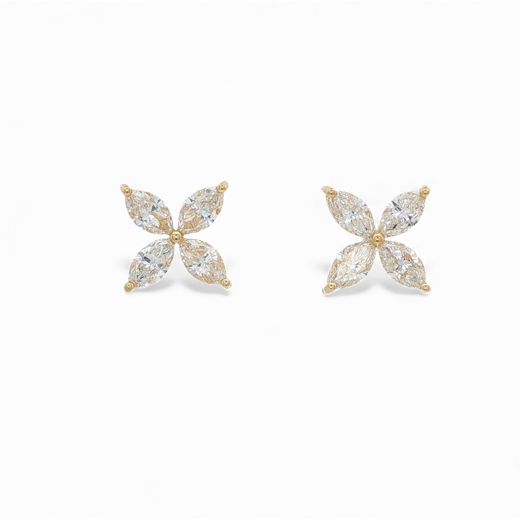 18Kt Yellow Gold X Earrings With (8) Marquise Diamonds Weighing 1.56cttw
