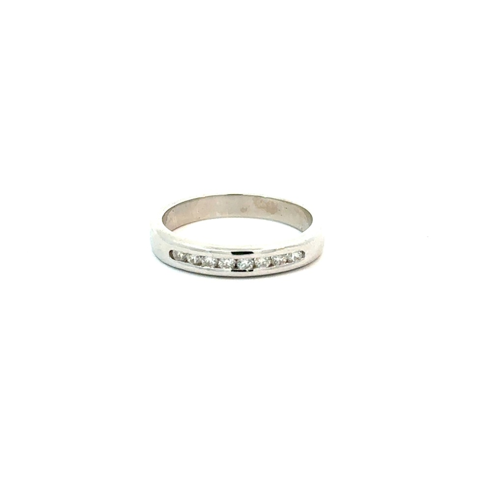 Platinum Channel Set Band With (8) Round Diamonds Weighing 0.25cttw