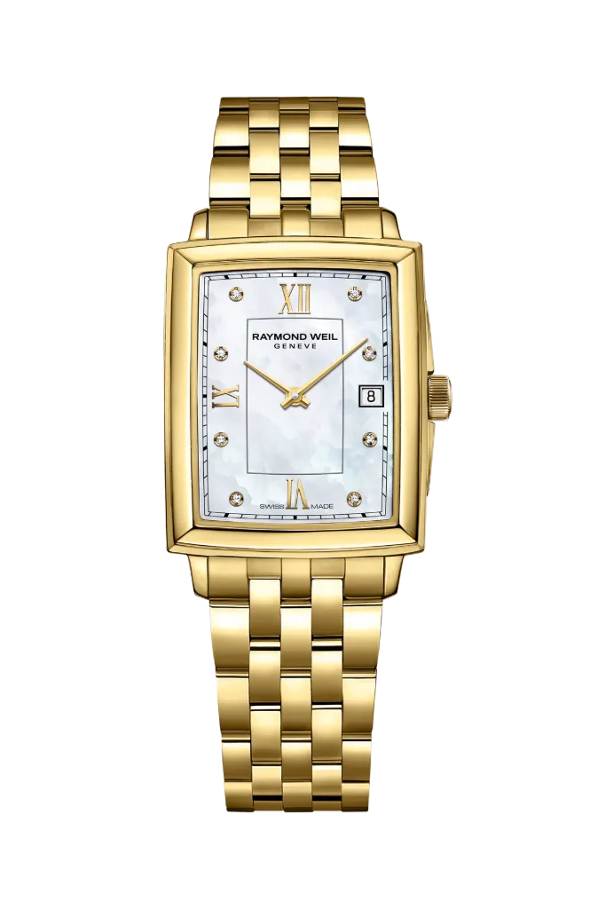 Raymond Weil 22.6x28.1mm Toccata Mother Of Pearl Dial Quartz Watch With A Stainless Steel Strap And (8) Round Diamonds Weighing 0.03cttw