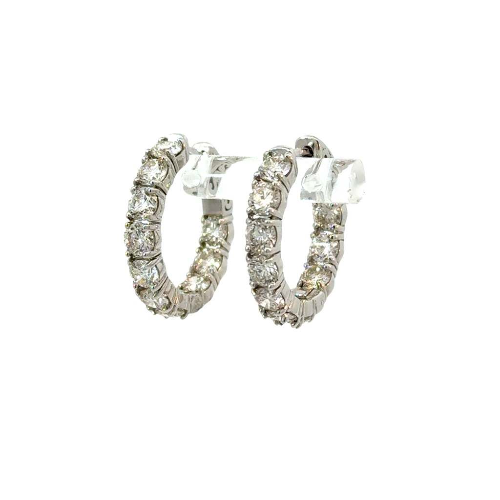 14Kt White Gold In/Out Hoops With (20) Round Diamonds Weighing 3.90cttw