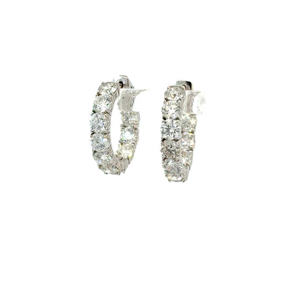 14Kt White Gold In/Out Hoops With (20) Round Diamonds Weighing 6.21cttw