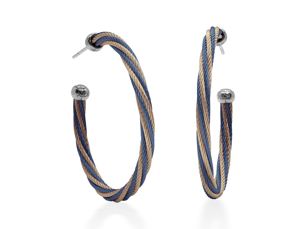 ​Blueberry And Carnation Nautical Cable 40mm Twist Earrings