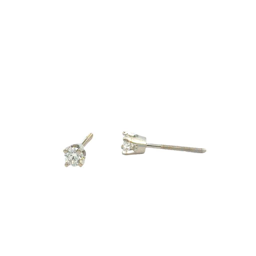Round Brilliant Cut Diamond Studs 0.33ct G/VS2-SI1 14Kt White Gold Basket Set Screwbacks