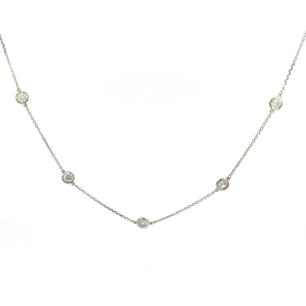 14Kt White Gold Diamonds By The Inch Necklace With (12) Round Diamonds Weighing 1.76cttw