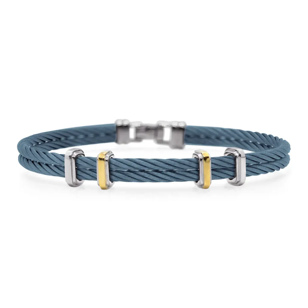Men's 14Kt Yellow Gold Blueberry Nautical Cable Bracelet Sz7.75