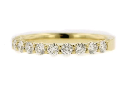 18Kt Yellow Gold Half Eternity Band With (13) Round Diamonds Weighing 0.52cttw