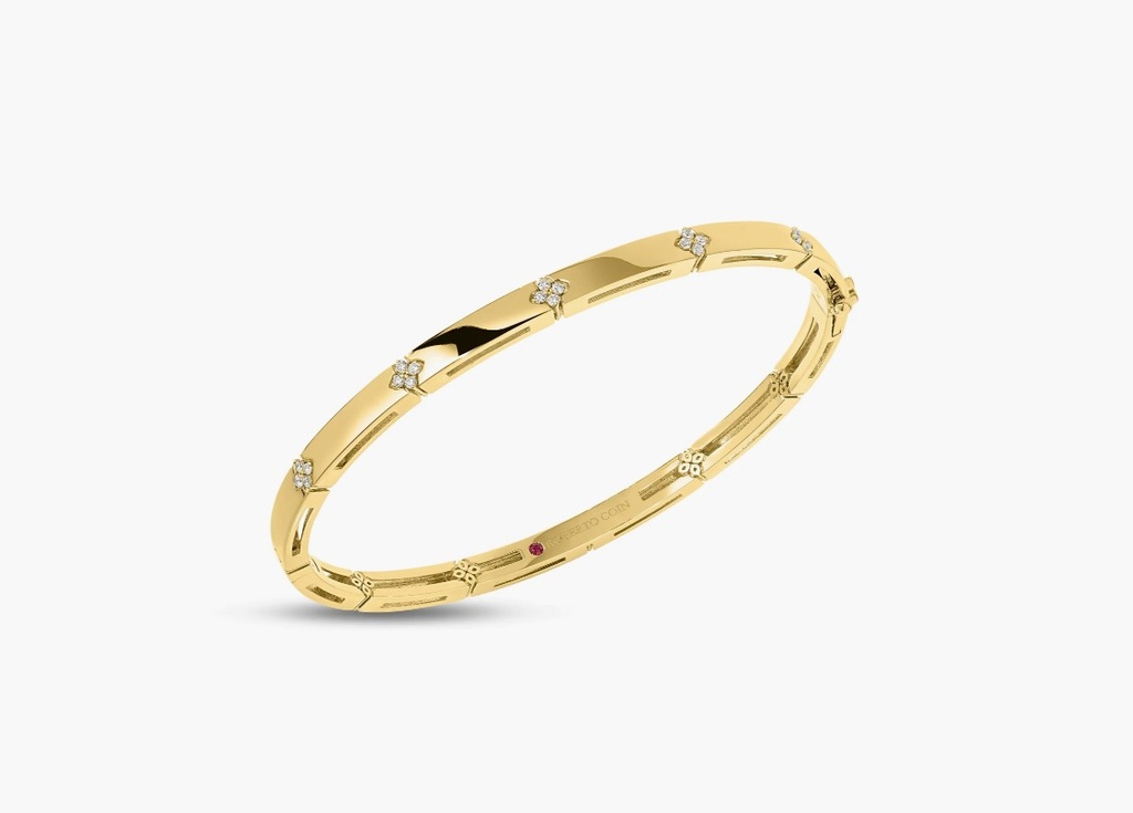 18Kt Yellow Gold Diamond Love In Verona Bangle 0.10cttw