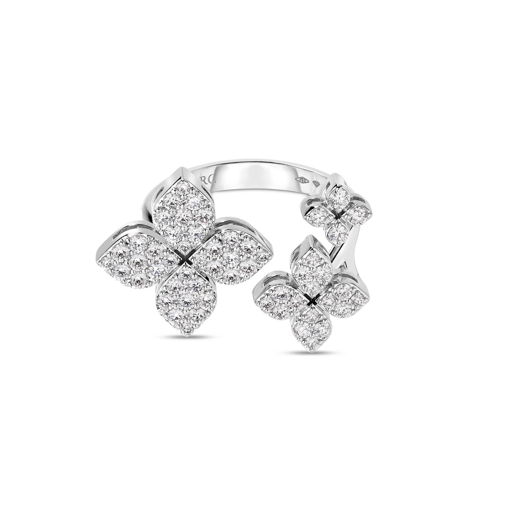 18Kt White Gold Love In Verona Triple Flower Diamond Ring 0.78cttw