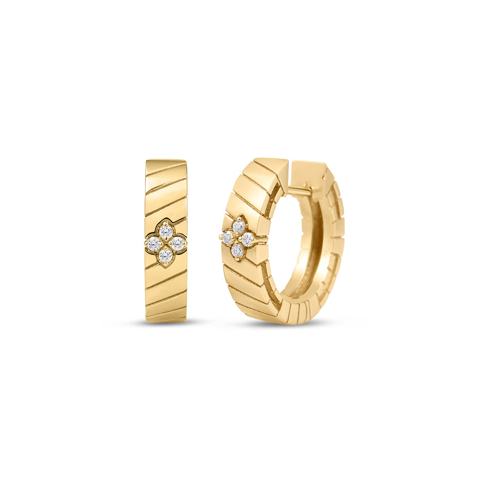 18Kt Yellow Gold Love In Verona Diamond Hoops 0.04cttw