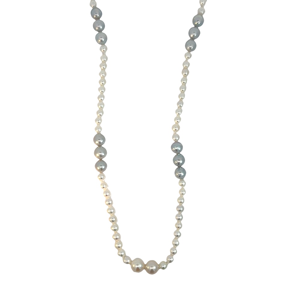 14Kt White Gold Akoya Pearl Strand Necklace 17"