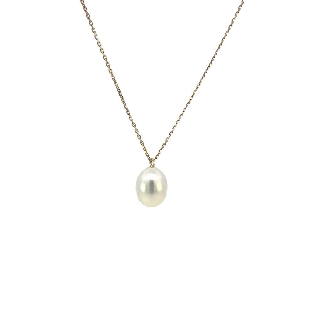 [PP265AY] 14Kt Yellow Gold 9-10mm South Sea Pearl Drop Pendant Necklace 18"