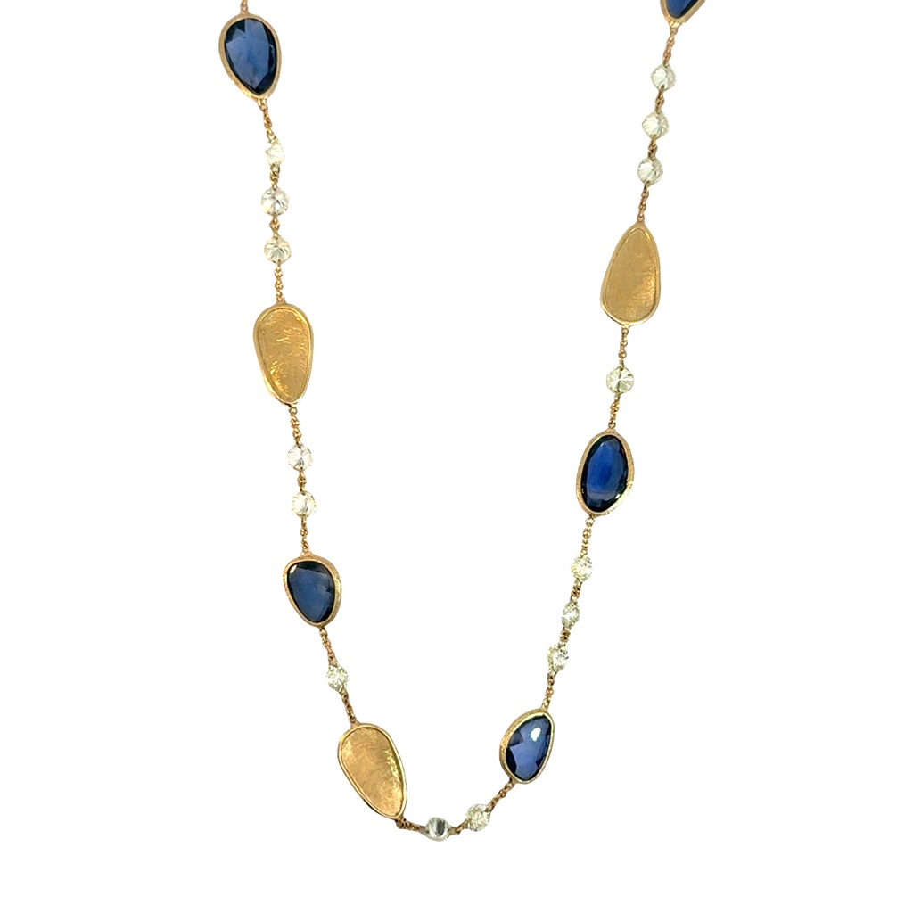 18Kt Yellow Gold Unico Sapphire and Diamond Necklace 36"