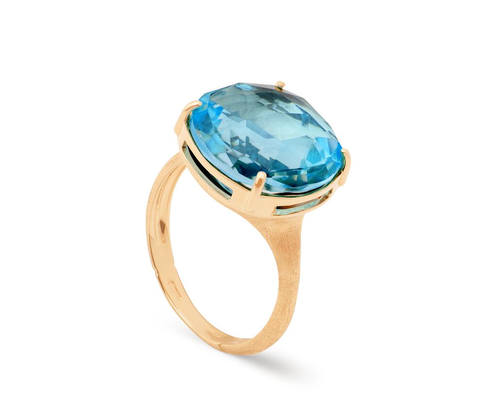 Jaipur Blue Topaz Ring In 18Kt Yellow Gold Sz7