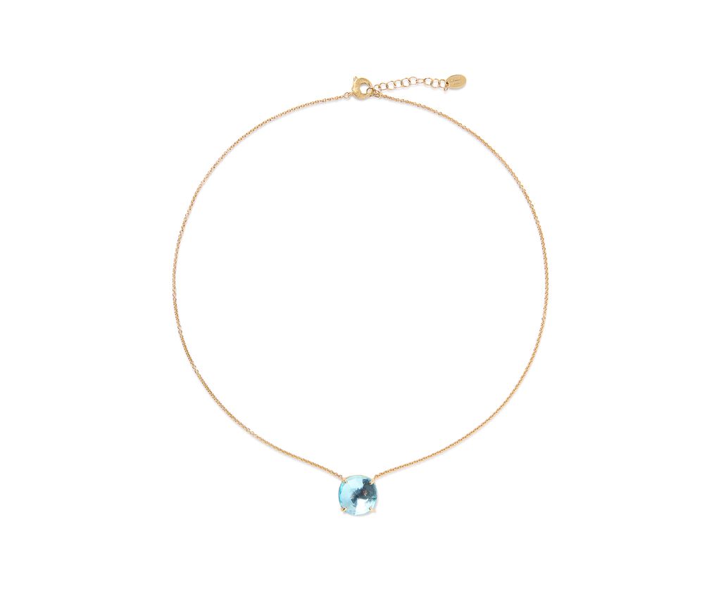 18Kt Yellow Gold Jaipur Blue Topaz Necklace 16.5"