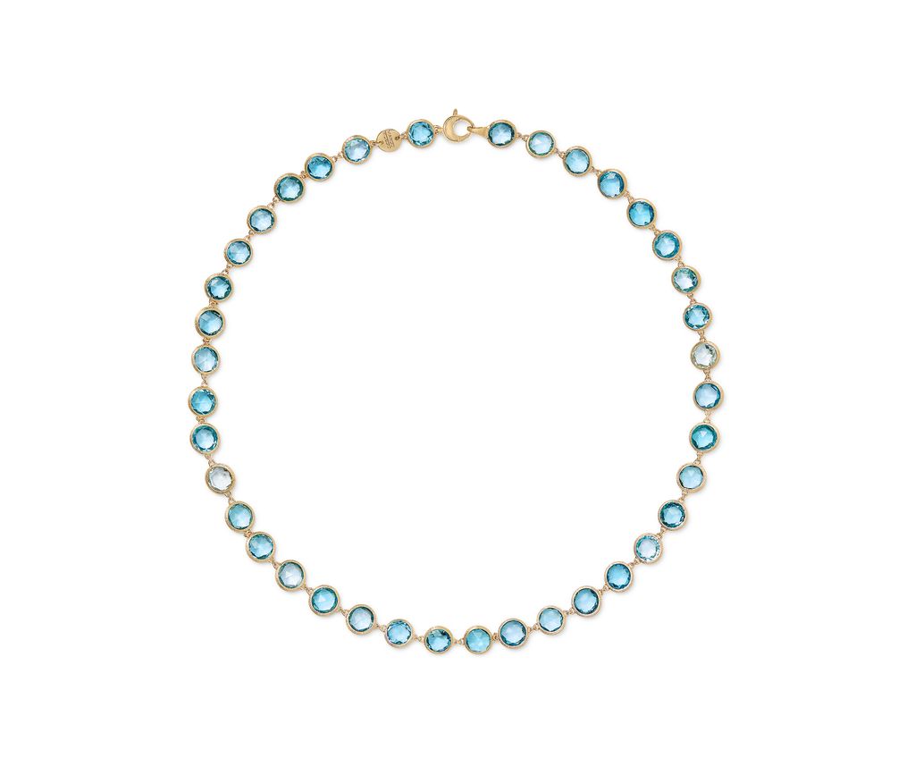 18Kt Yellow Gold Jaipur Blue Topaz Necklace 16.5"