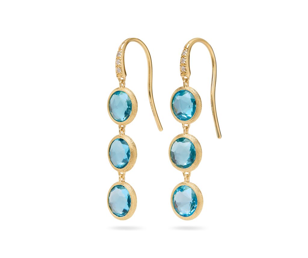18Kt Yellow Gold Jaipur Topaz And Diamond Drop Earrings 0.04cttw