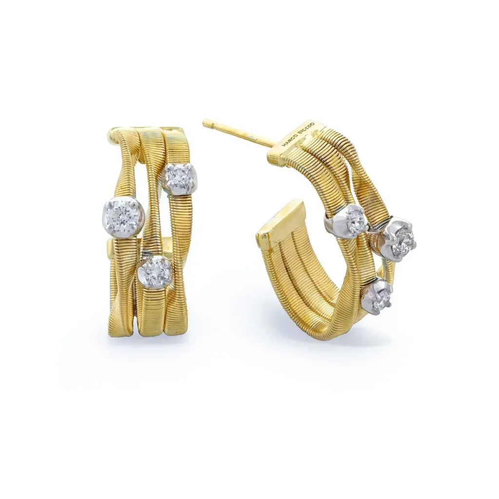 18Kt Two Toned Three Strand Marrakech Diamond Earrings 0.42cttw