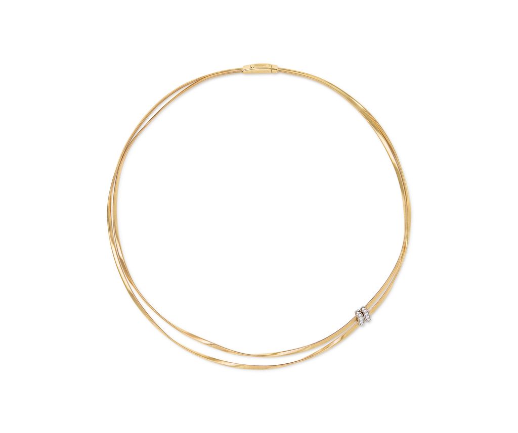 18Kt Two Toned Marrakech Double Strand Diamond Necklace 0.09cttw