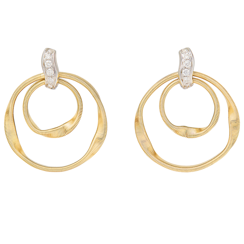 18Kt Two Toned Marrakech Double Circle Diamond Earrings 0.09cttw