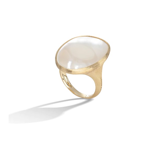 18Kt Yellow Gold Lunaria Ring With Mother Of Pearl Sz7