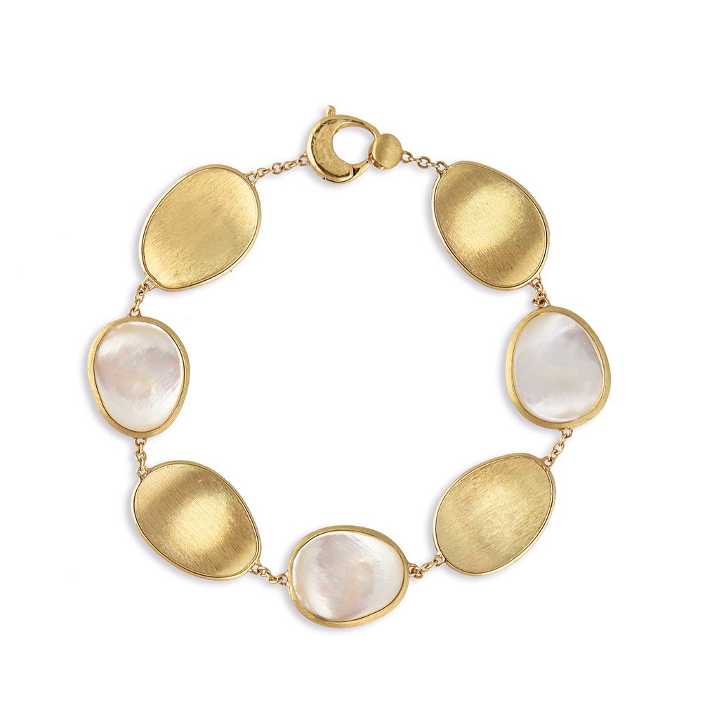 18Kt Yellow Gold Lunaria Mother Of Pearl Bracelet 7"