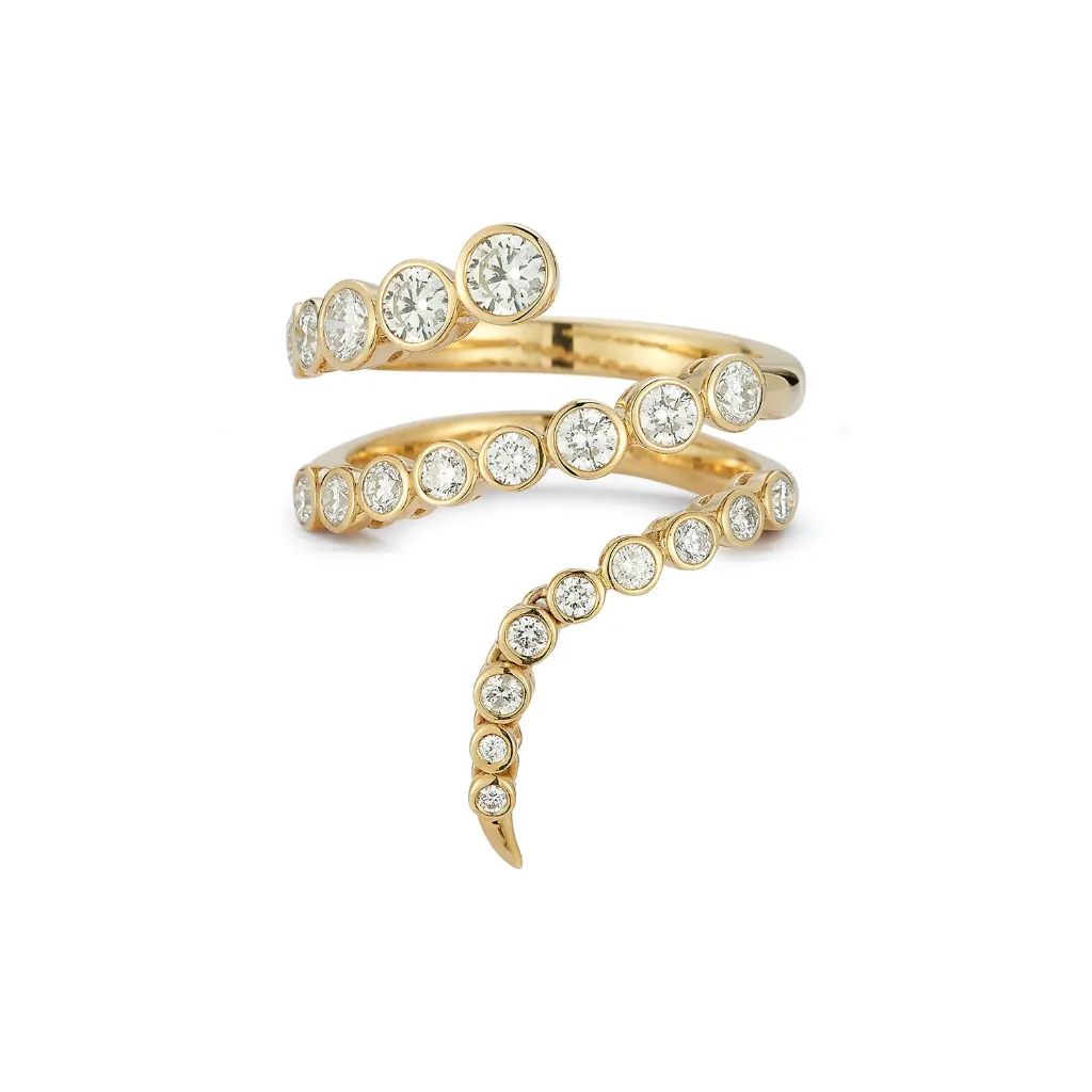 [RG8DI1029] 18Kt Yellow Gold Radiance Coil Ring With Round Diamonds Weighing 1.37cttw