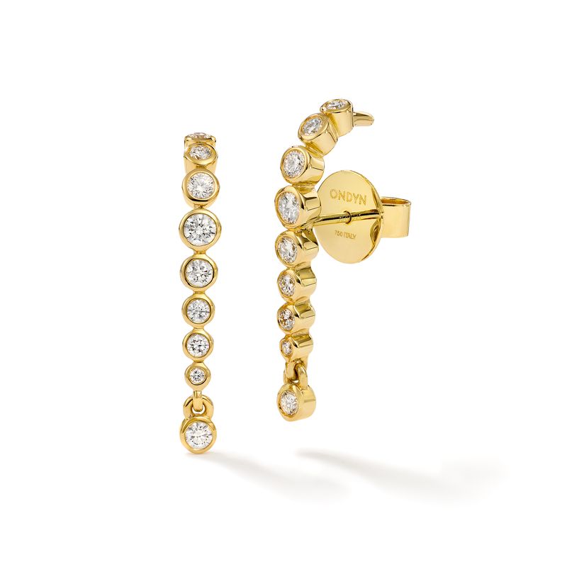18Kt Yellow Gold Lightsaber Earrings With Round Diamonds Weighing 0.69cttw