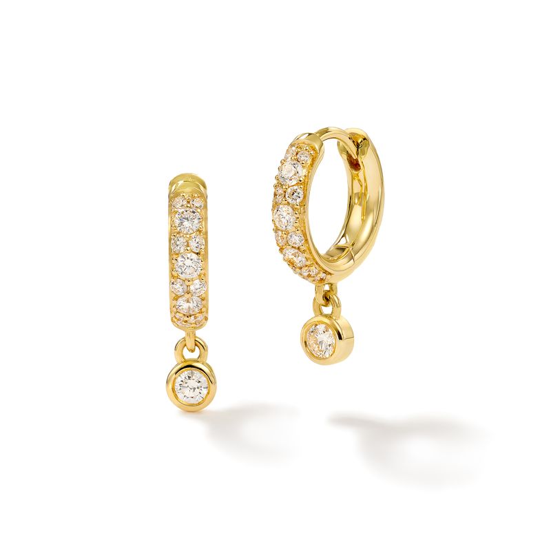 18Kt Yellow Gold Starlight Mini Hoops With Round Diamonds Weighing 0.49cttw
