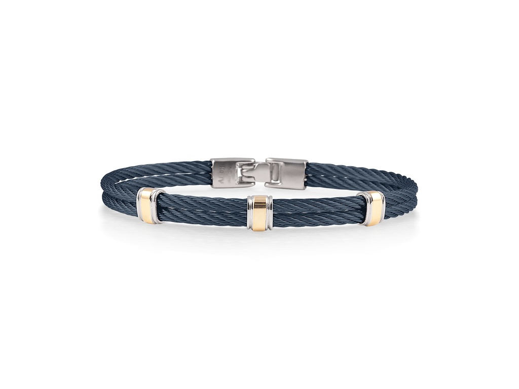 14Kt Yellow Gold Blueberry Nautical Cable Men's Bracelet