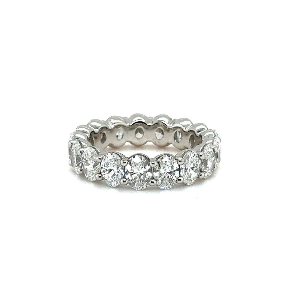 Platinum Eternity Band With (17) Oval Diamonds Weighing 5.19cttw