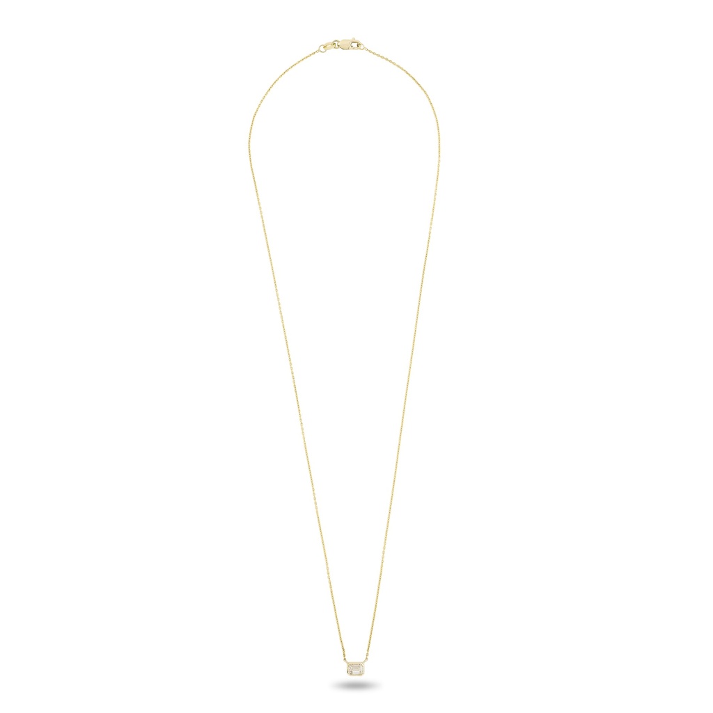 14Kt Yellow Gold Bezel Necklace With An Emerald Cut Diamond Weighing 0.45ct